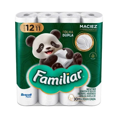 PAPEL HIGIENICO FAMILIAR 30M FOLHA DUPLA 12 ROLOS