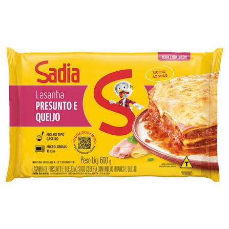 LASANHA PRESUNTO E QJO AO SUGO SADIA 600G
