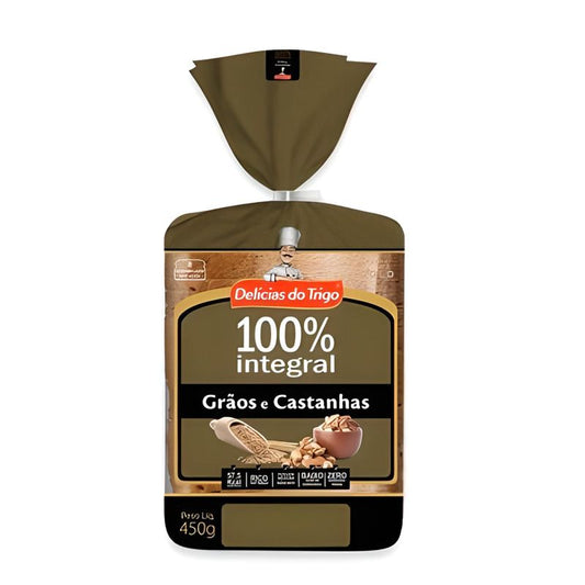 PAO DE FORMA INTEGRAL GRAOS E CASTANHAS DELICIAS DO TRIGO 450G