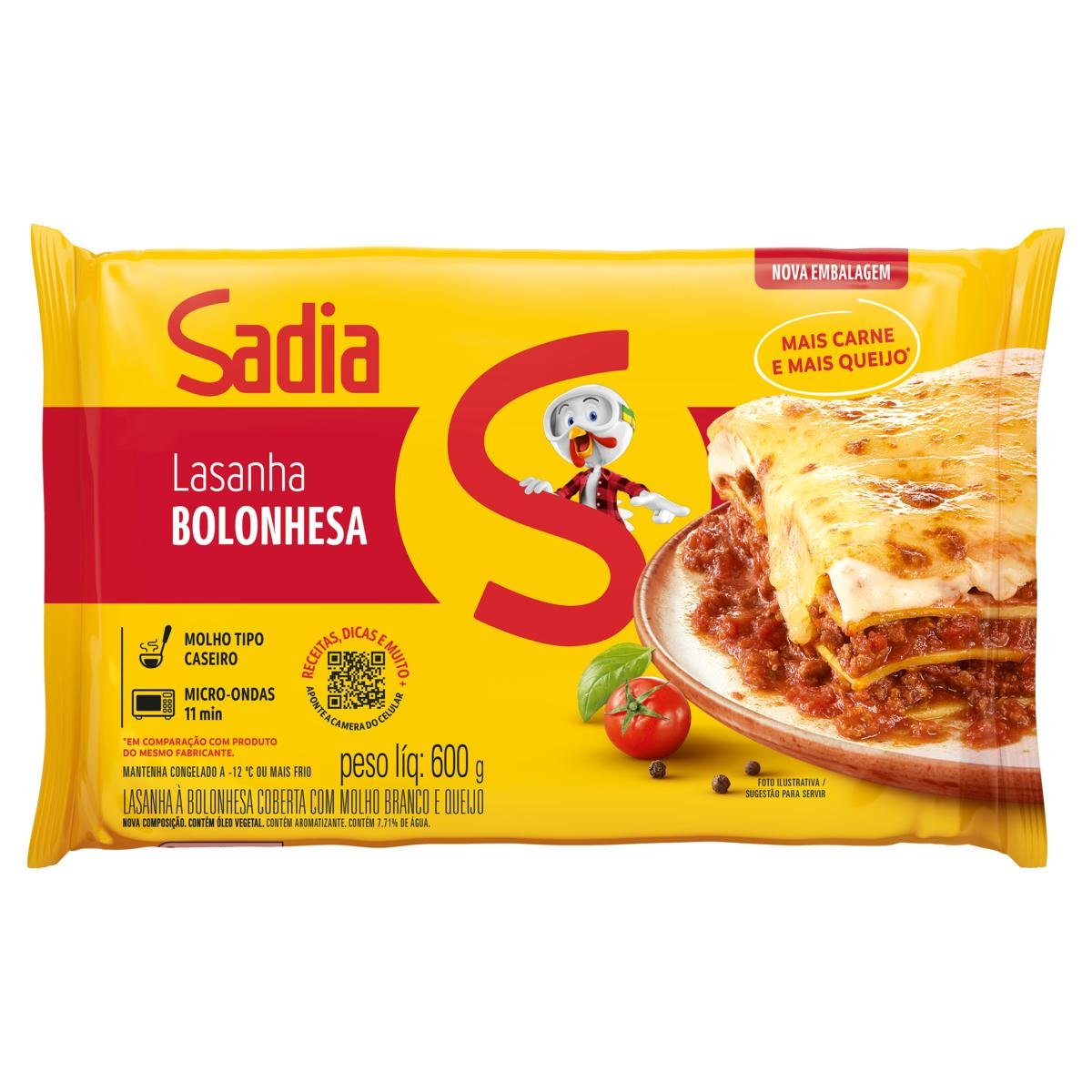 LASANHA BOLONHESA SADIA 600G