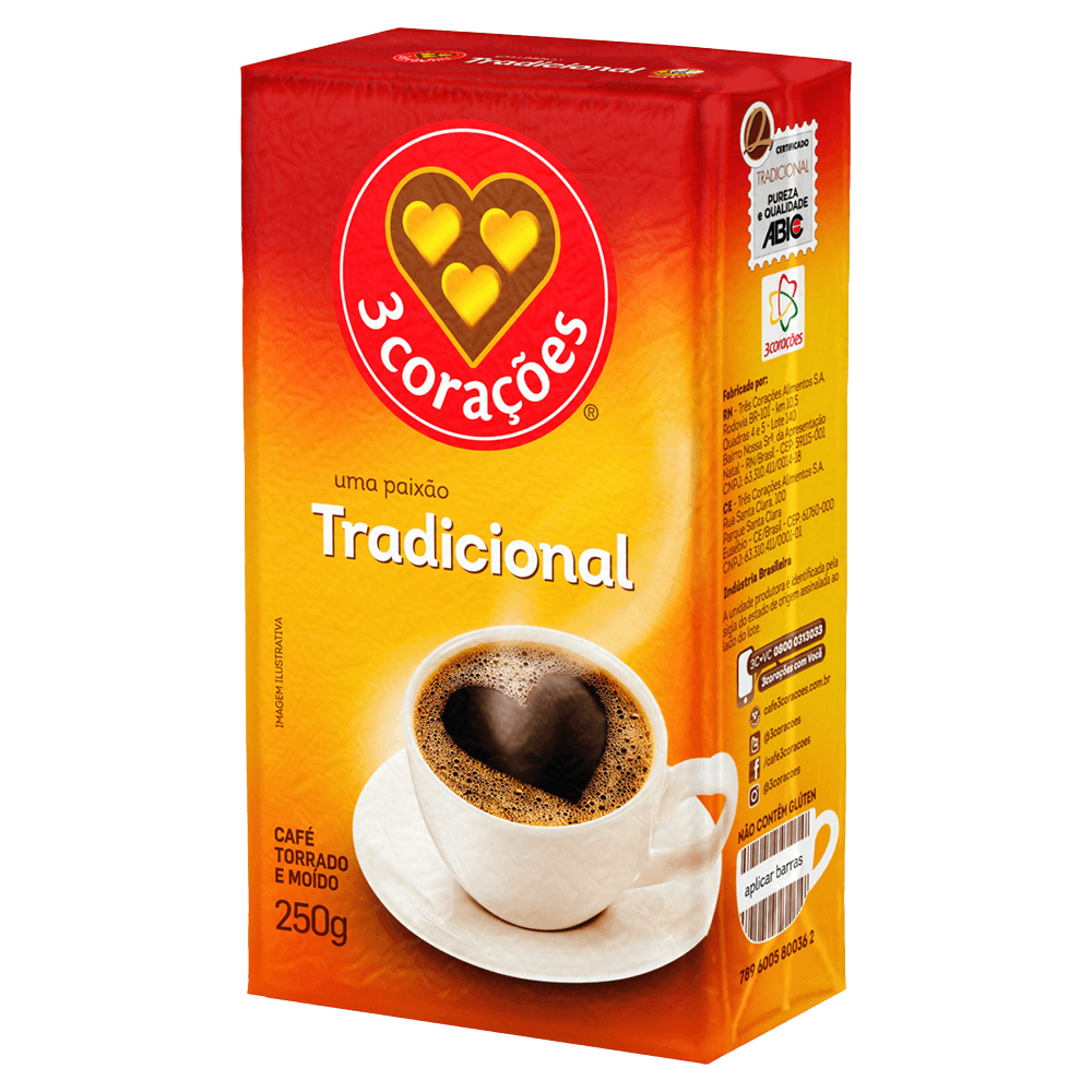 CAFE TRADICIONAL 3 CORACOES 250G VAC.