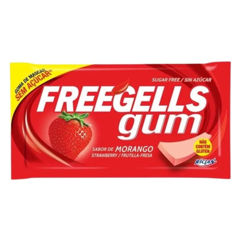 CHICLE FREEGELLS GUM MORANGO 12G