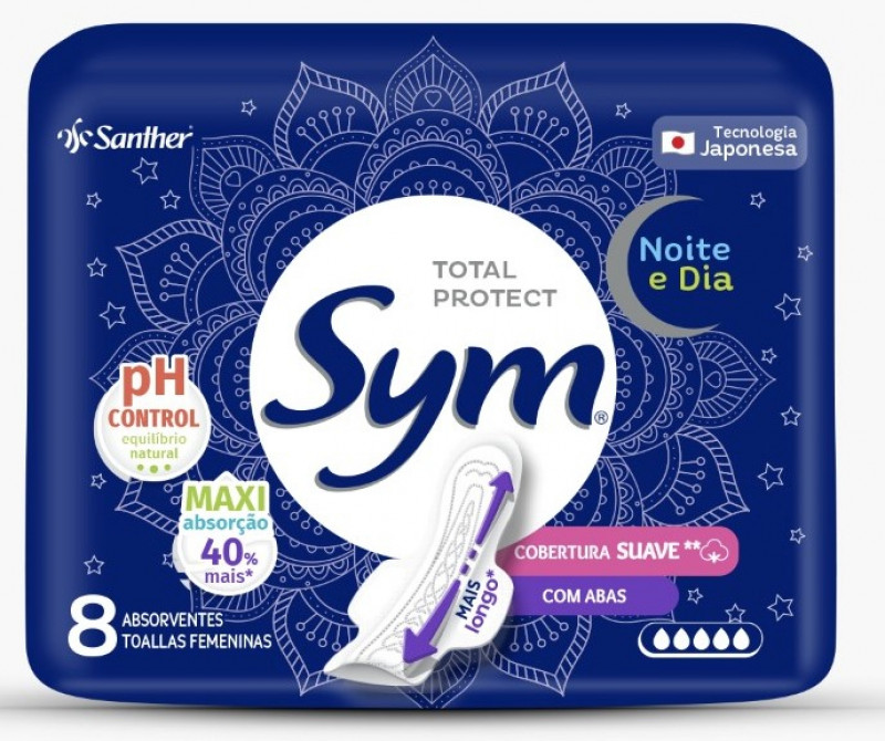 ABSORVENTE SYM NOTURNO C/ABAS SVE 8UN
