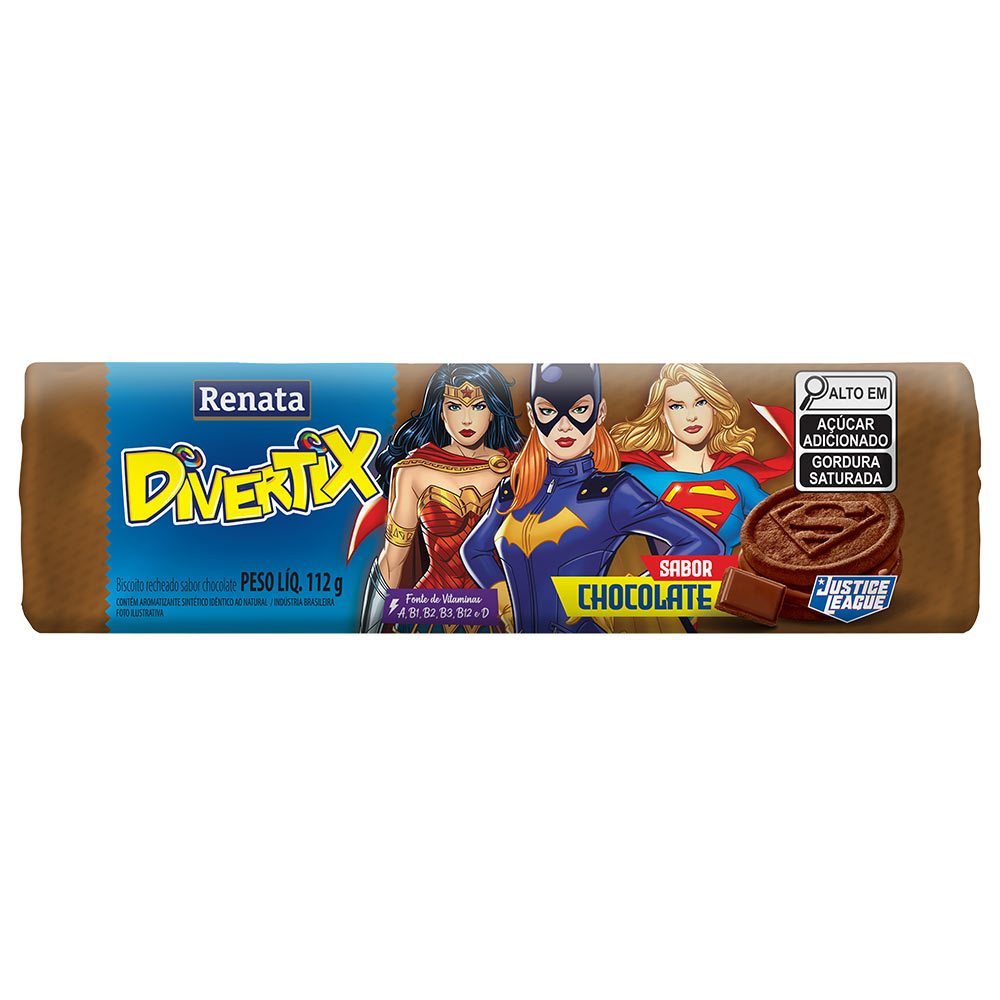 BISCOITO RECHEADO RENATA DIVERTIX CHOCOLATE 112G